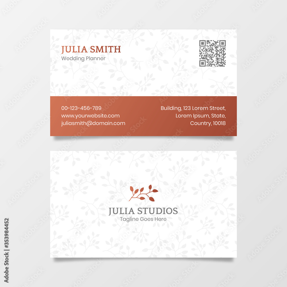 Elegant Floral Modern Business Card Template Luxury Design Vector with Unique Layout