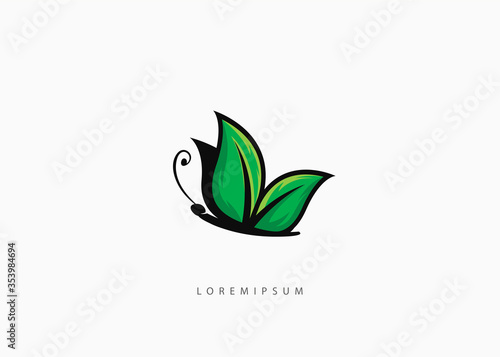 Butterfly Leaf Logo, Leaf Fly logo Vector - Butterfly Elegant Mascot