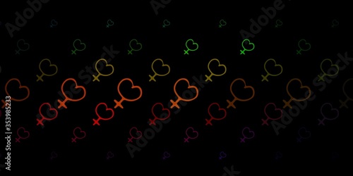 Dark Green, Red vector texture with women's rights symbols.