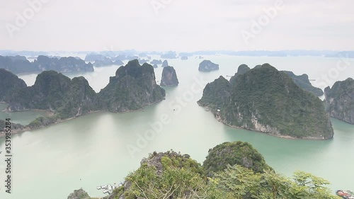 Aerial view of Halong Bay in Vietnam one of the Unesco World Heritage sites photo
