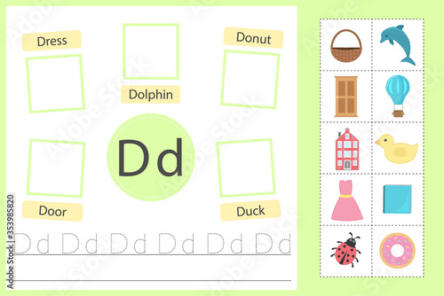 Learn the English alphabet. The letter D. Training in reading and writing.