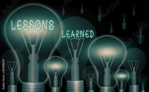 Fotografie Text sign showing Lessons Learned
