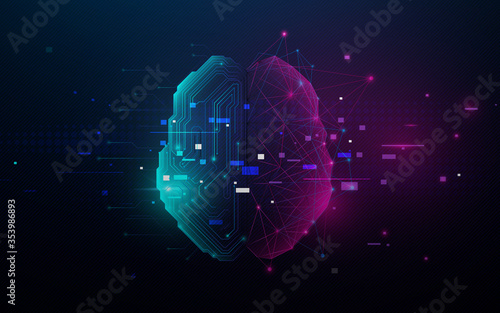 Abstract lines left and right brain functions concept, analytical vs creativity