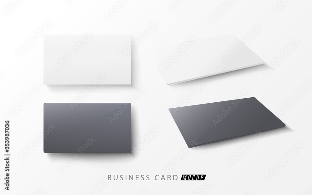 Horizontal white and black blank business cards mockup on white background Horizontal white and black blank business cards mockup on white background