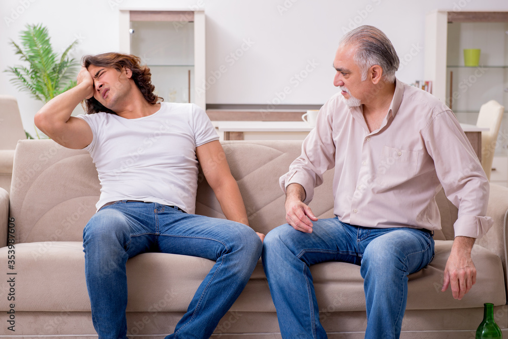 Man with drinking problem and the family Man with drinking problem and the family