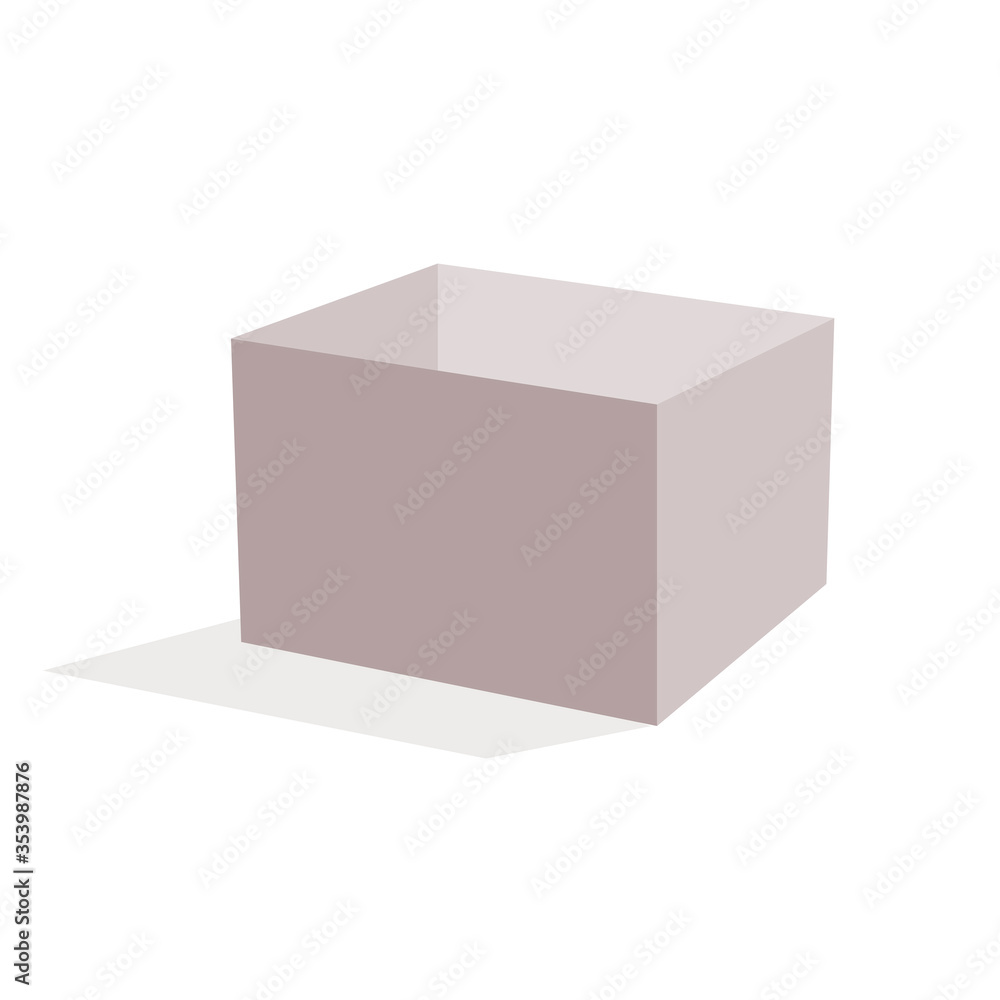 Open gray box with a shadow. Open gray box with a shadow.