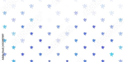 Light BLUE vector pattern with coronavirus elements.