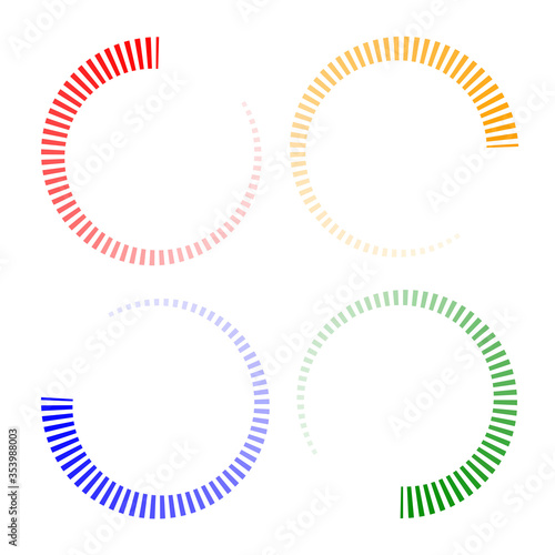 Round download symbol icon. Vector upload process button.