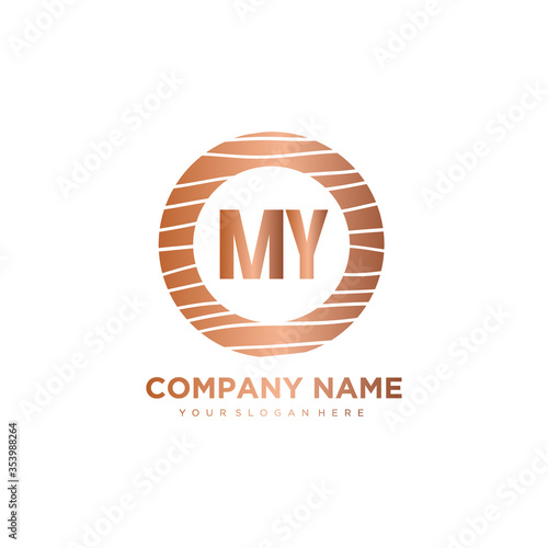 MYM Initial Letter circle wood logo template vector photo