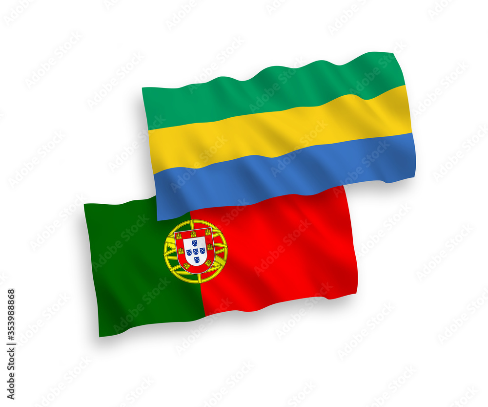 Fototapeta premium Flags of Portugal and Gabon on a white background