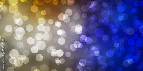 Light Blue, Yellow vector background with spots. Colorful illustration with gradient dots in nature style. Design for posters, banners.
