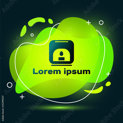 Black Aroma lamp icon isolated on black background. Abstract banner with liquid shapes. Vector. Illustration