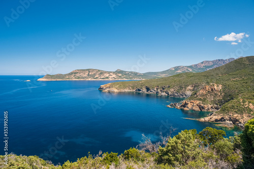 Turquoise Mediterranean on the rocky west coast Corsica