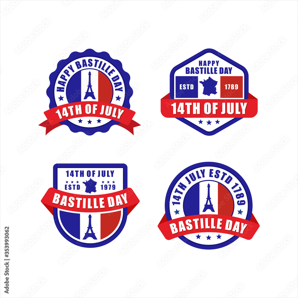 Fototapeta Odznaka Szczęśliwego Dnia Bastylii 14 lipca Kolekcja Paris France