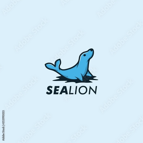 Vector sea lion logo design template