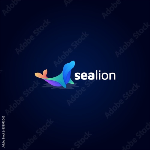Vector sea lion logo design template