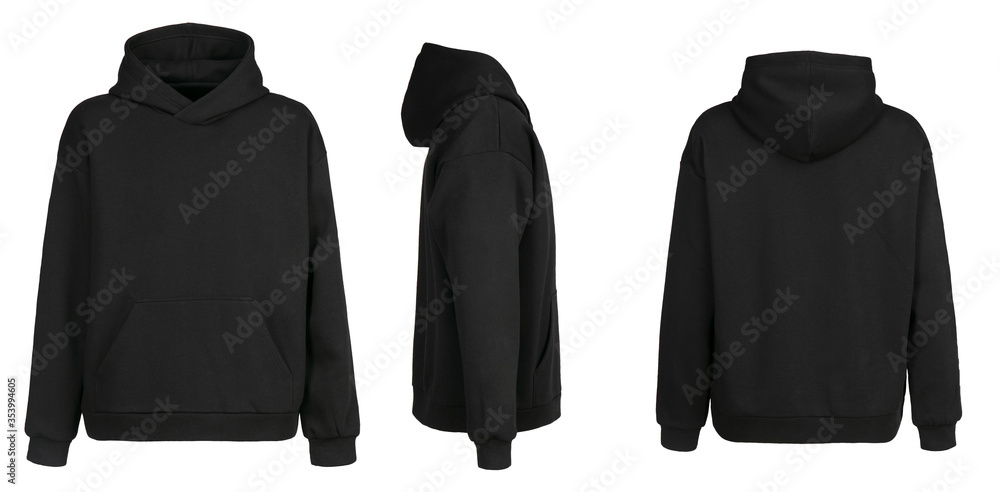 Blank black hoodie template. Hoodie sweatshirt long sleeve with ...