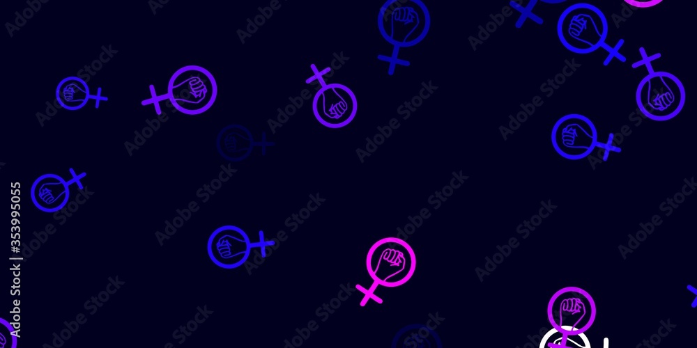 Light Purple, Pink vector backdrop with woman's power symbols. Light Purple, Pink vector backdrop with woman's power symbols.