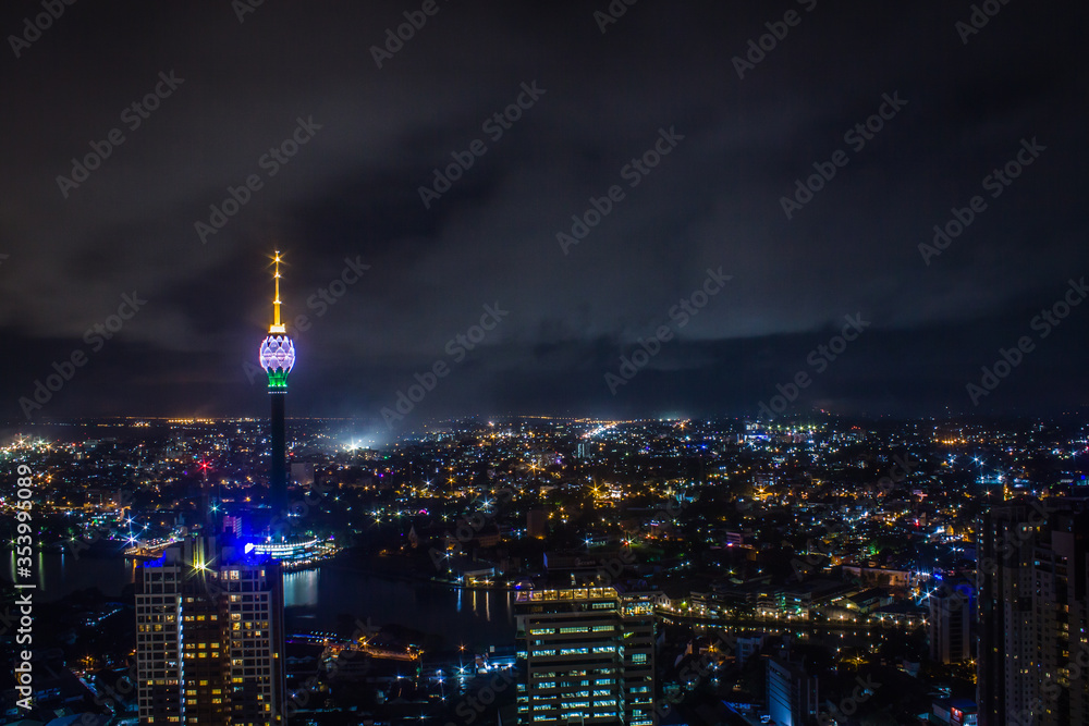 Colombo Lotus Tower Sri Lanka Nightscape 