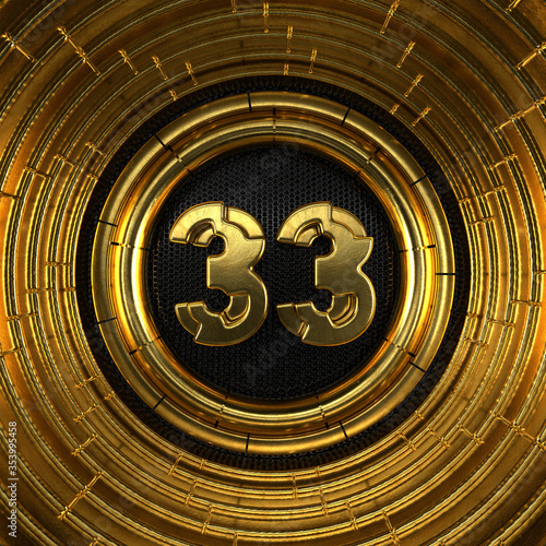 Gold number thirty-three years celebration