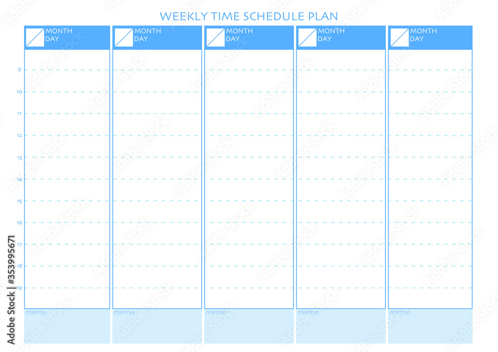一週間の予定表タイムスケジュールテンプレ Stock Illustration Adobe Stock