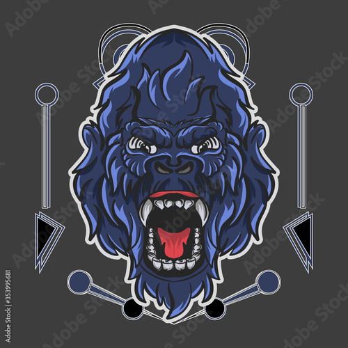 monkey, kong, gorilla sacred geometry illustration suitable for you to download for apparel or anything