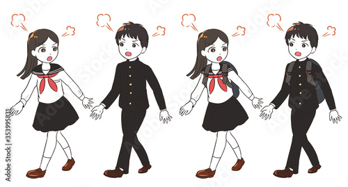 喧嘩する中学生