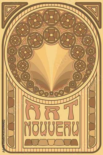 Old art nouveau card, vector illustration