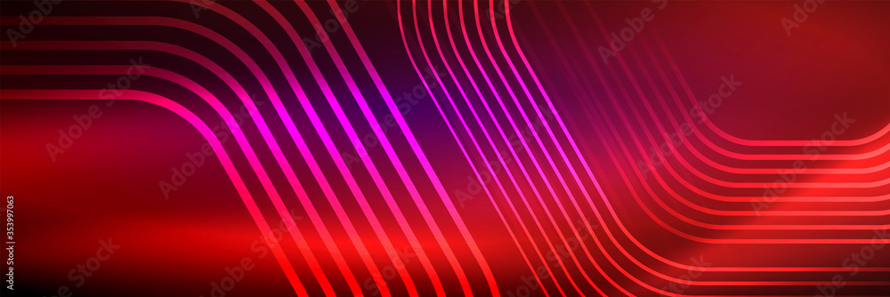 Shiny neon lines, stripes and waves, technology abstract background. Trendy abstract layout template for business or technology presentation, internet poster or web brochure cover, wallpaper Shiny neon lines, stripes and waves, technology abstract background. Trendy abstract layout template for business or technology presentation, internet poster or web brochure cover, wallpaper