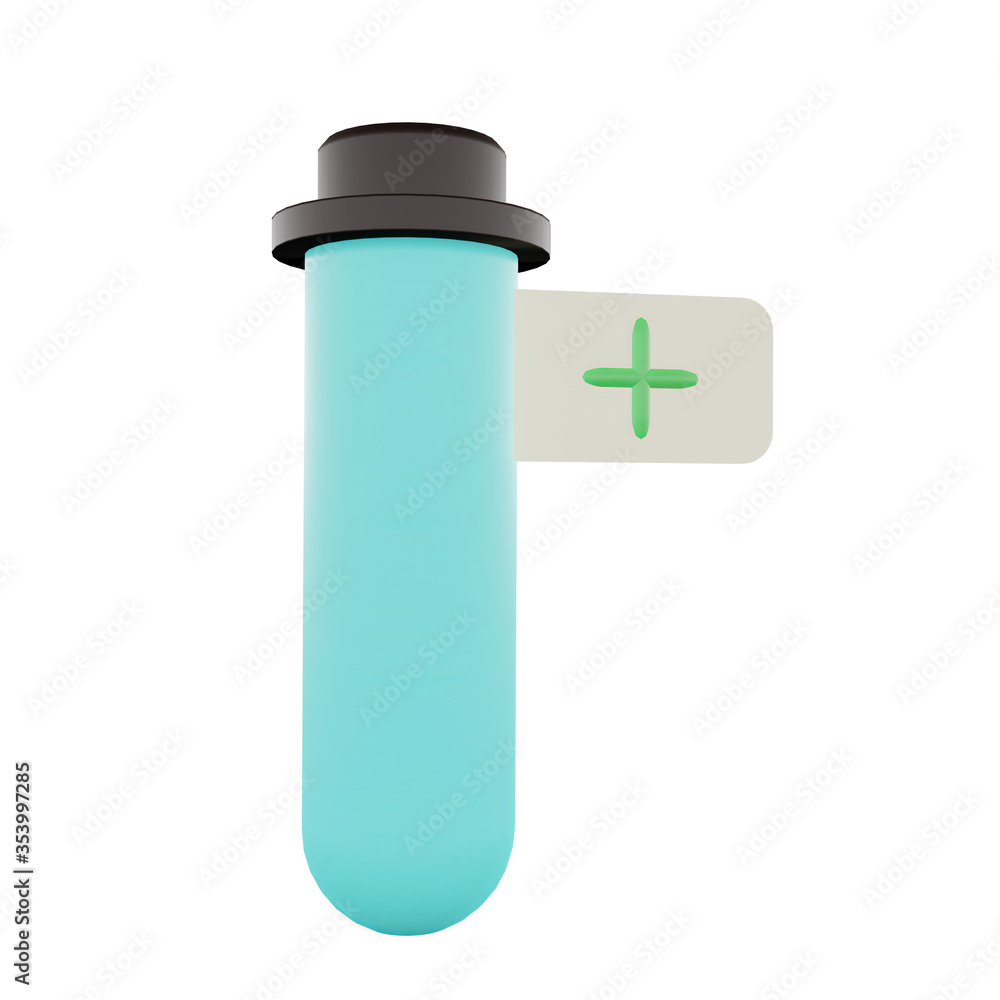 Fototapeta premium Icon 3D of Positive Test - Coronavirus and medical element