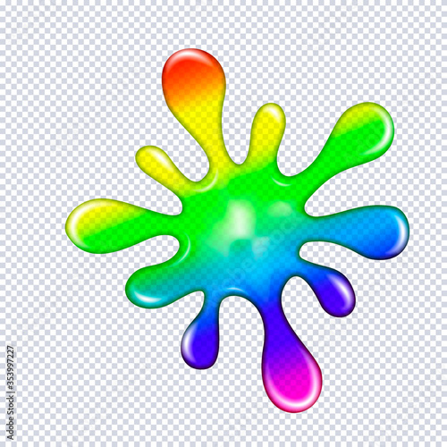 Flowing in rainbow colors sticky liquid