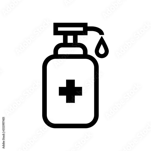 hand sanitizer, virus protection and prevention line template icon