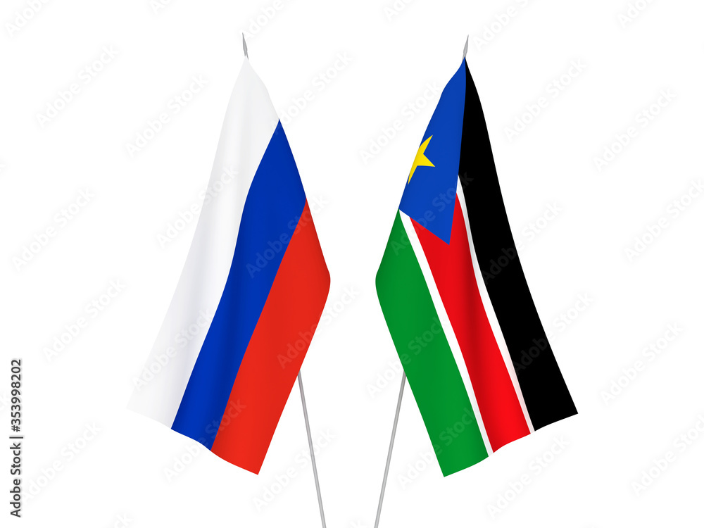 Russia and Republic of South Sudan flags