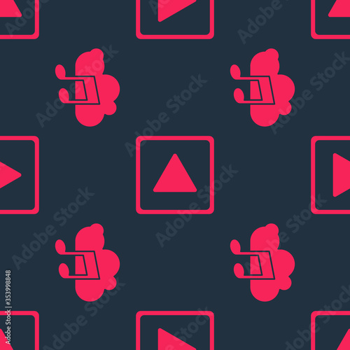 Set Music streaming service and Play in square on seamless pattern. Vector.