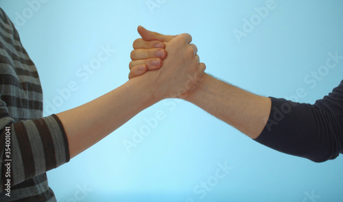 Hands of couple doing fist bump