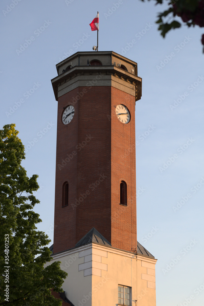 Kolo / Poland - may, 20, 2020: Town Hall Tower in the town of Kolo, Wielkopolska aka Greater Poland region, Poland