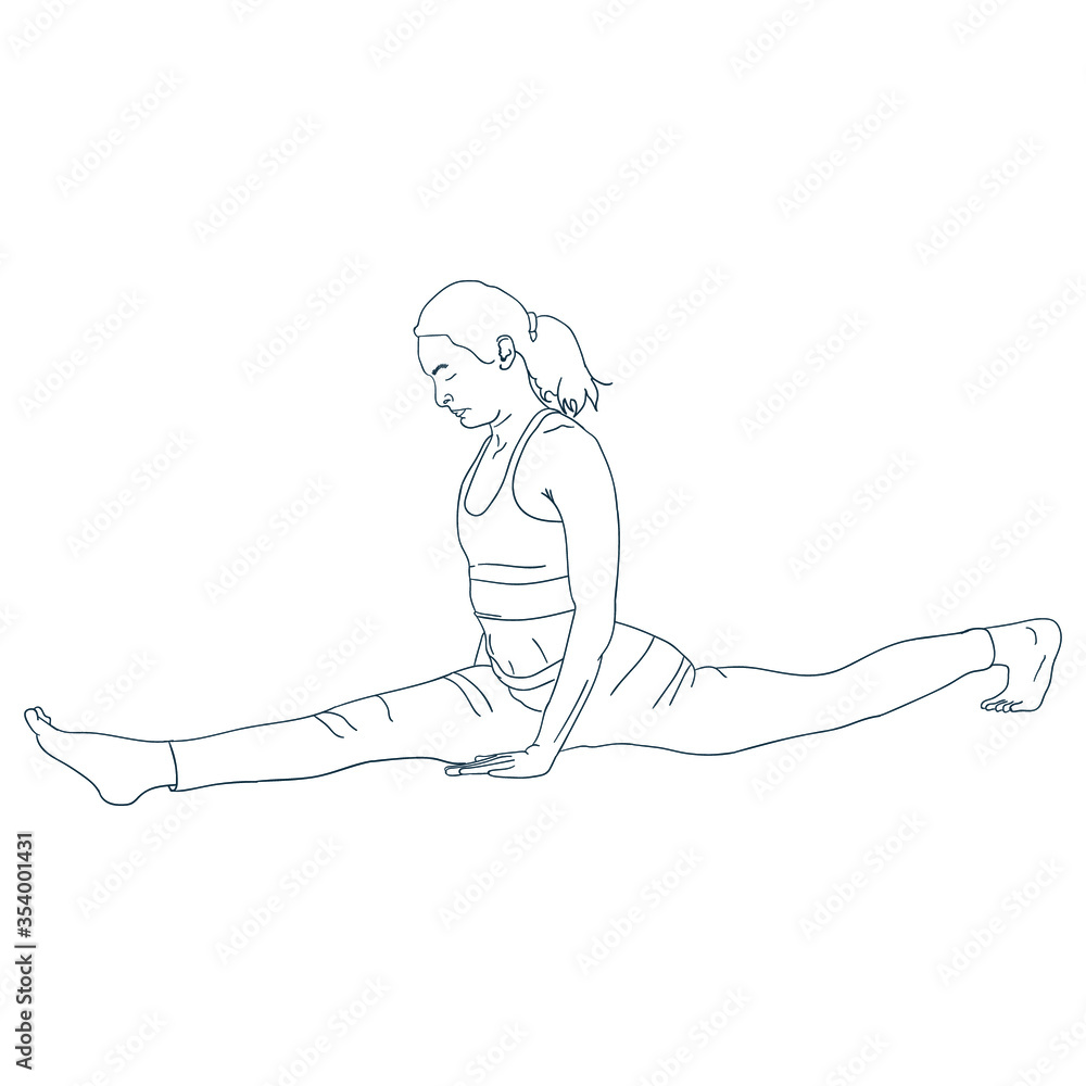 Fototapeta woman stretching her legs outline sport vector illustration