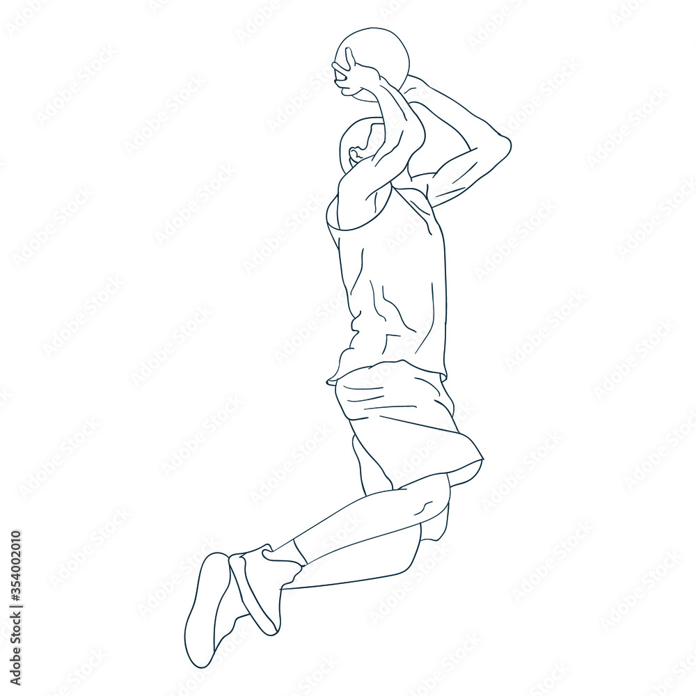 man holding basketball and dunk outline sport vector illustration man holding basketball and dunk outline sport vector illustration