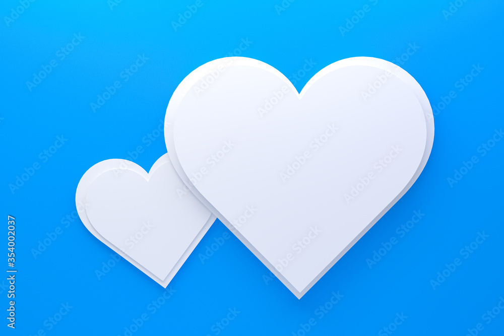 3d rendering greeting card design, Blue hearts with lettering postcard. Background of love for Happy Valentine's Day or love mom greeting card design.