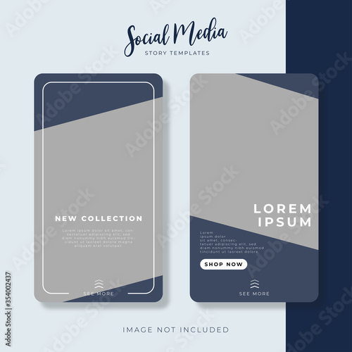 Classic blue Instagram stories templates for fashion sale. Design templates for social media story. Image not Included. Editable for your product promotion.