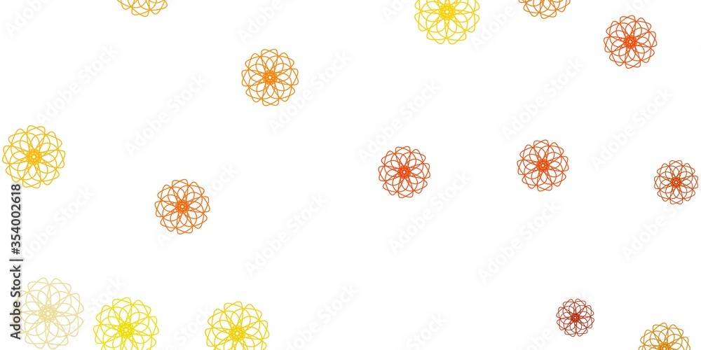 Light Yellow vector doodle background with flowers.