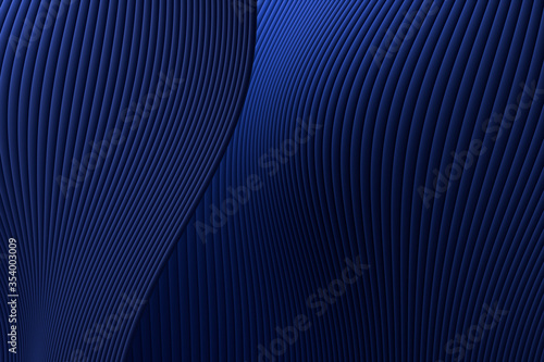 3d rendering, Abstract wall wave architecture blue luxury background , Blue luxury background for presentation, portfolio, website