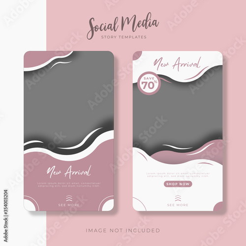 Lavender Instagram stories templates for fashion sale. Design templates for social media story. Image not Included. Editable for your product promotion.