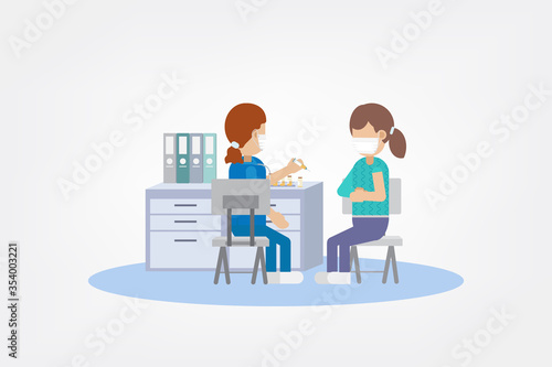 Nurse give vaccine to patient