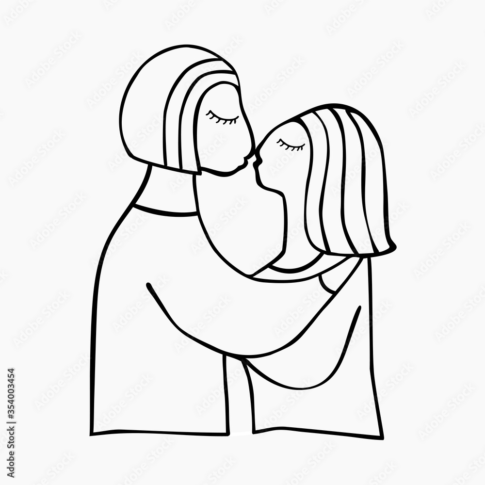 Loving Kissing Couple. Doodle style for design logo, icon, badge, card, poster, fabric. Loving Kissing Couple. Doodle style for design logo, icon, badge, card, poster, fabric.