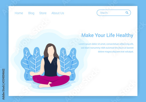 meditation web landing page user interface. website homepage health activity
