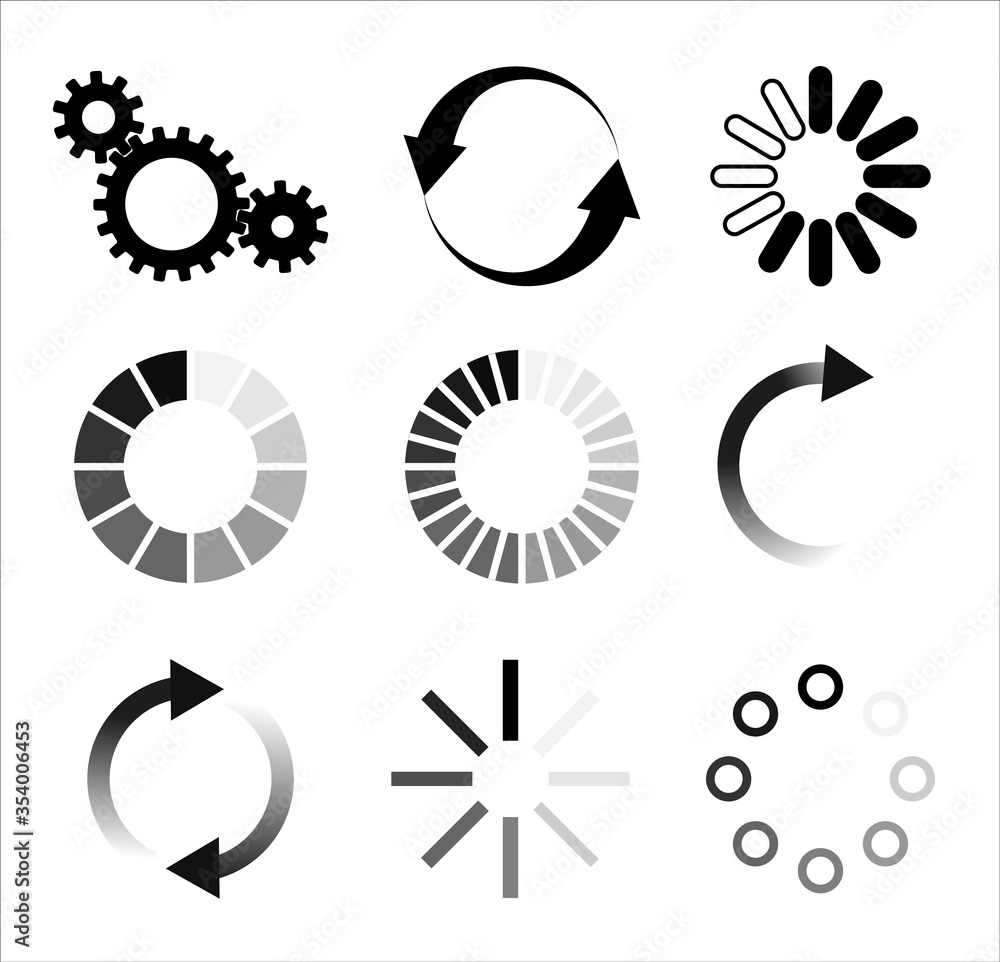 Loading process bar vector isolated elements on white backgroud. Vector ...