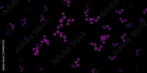Dark Purple vector background with occult symbols.