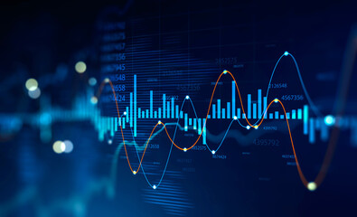 Stock market and trading, digital graph