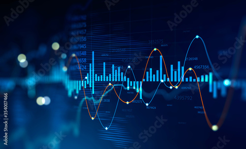 Valokuva Stock market and trading, digital graph
